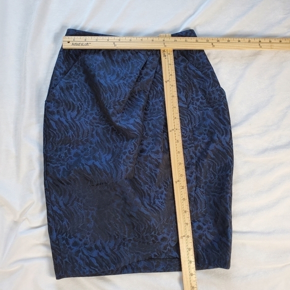 Miss Sixty Brocade Tulip Wrap Skirt Blue Black Animal Print - Picture 10 of 12